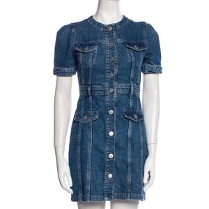 Maje Crew Neck Mini Dress Denim